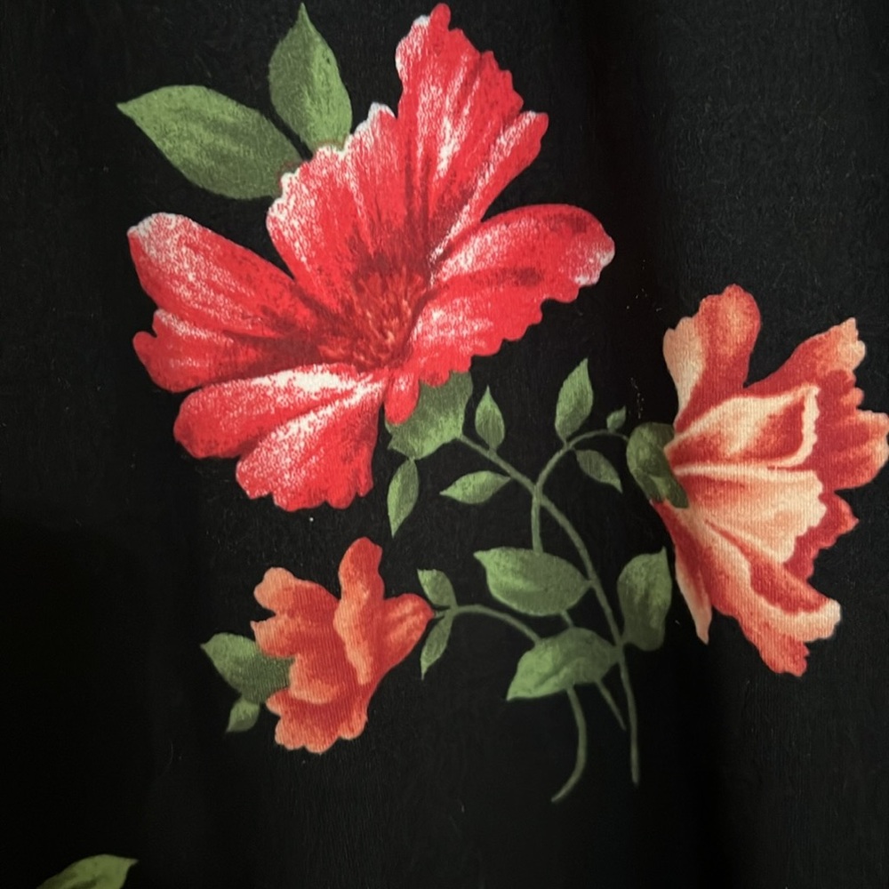 BYE & BYE Black/Dark Pink/Hot Pink/Green Floral Long Sleeve Dress, Medium, GUC. - Picture 8 of 10